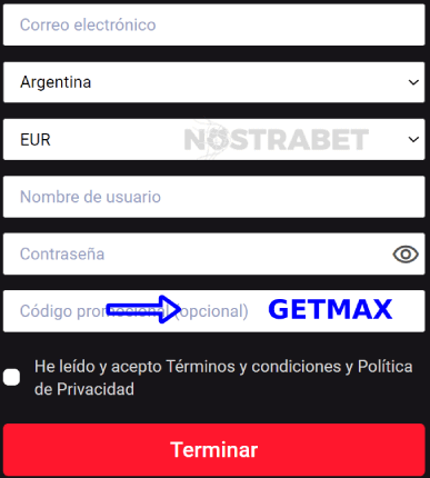 Ingrese el código de promoción de MyStake