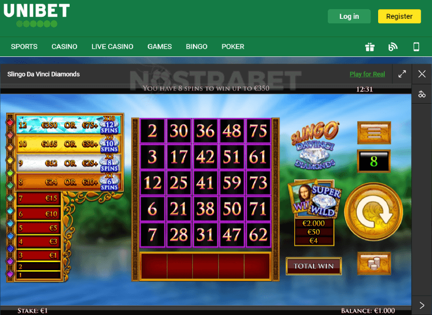 Unibet Slingo Da Vinci Diamonds Slot