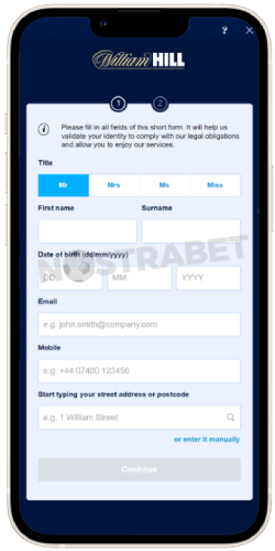 william hill mobile registration